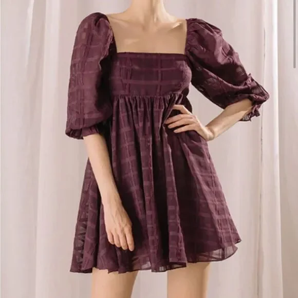Storia Monochromatic Plaid Baby Doll
Mini Dress size S Purple - Picture 3 of 10